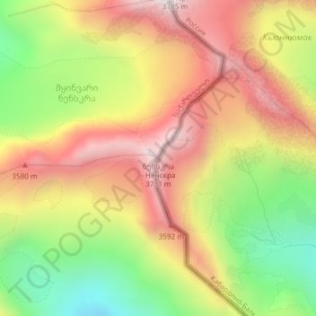 Mapa topográfico Nenskra, altitud, relieve