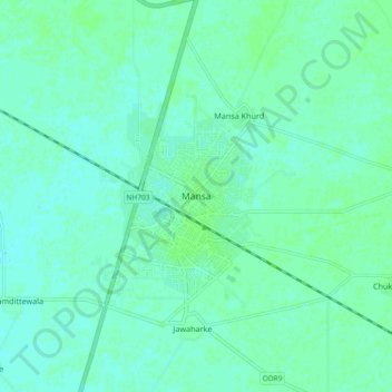 Mapa topográfico Mansa, altitud, relieve
