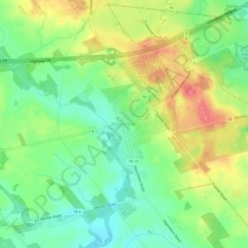 Mapa topográfico Mannheim, altitud, relieve