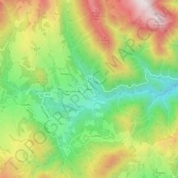 Mapa topográfico Noce, altitud, relieve