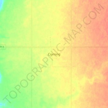 Mapa topográfico Corning, altitud, relieve