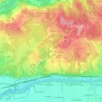 Mapa topográfico Vayré, altitud, relieve