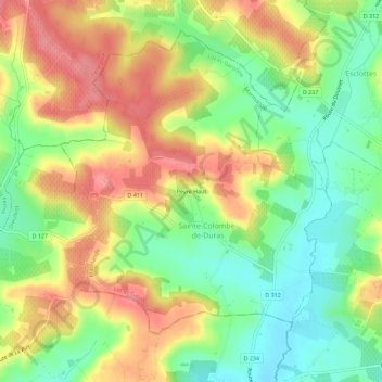 Mapa topográfico Peyre Haut, altitud, relieve