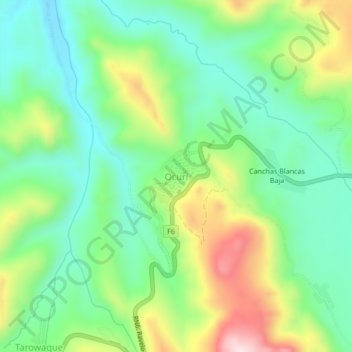 Mapa topográfico Ocurí, altitud, relieve