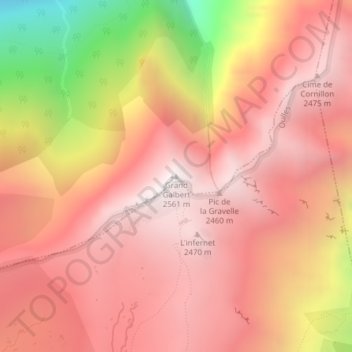 Mapa topográfico Grand Galbert, altitud, relieve