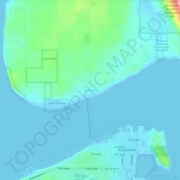 Mapa topográfico Guemes, altitud, relieve