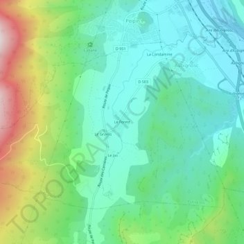 Mapa topográfico Le Forest, altitud, relieve