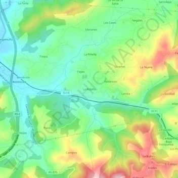 Mapa topográfico La Rotella, altitud, relieve