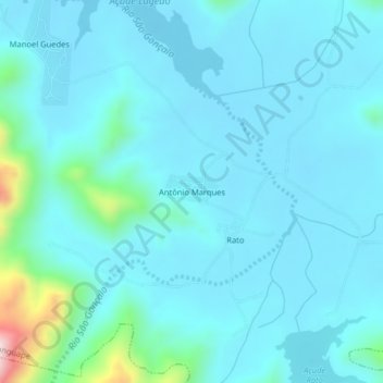 Mapa topográfico Antônio Marques, altitud, relieve
