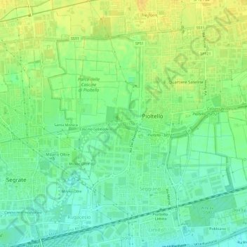 Mapa topográfico Molino Ortolina, altitud, relieve