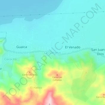 Mapa topográfico Las Cañadas, altitud, relieve