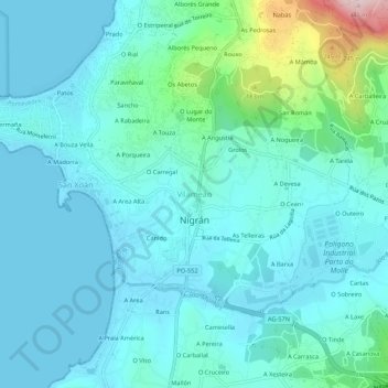 Mapa topográfico Vilameán, altitud, relieve