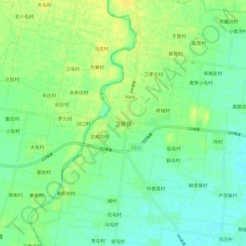 Mapa topográfico 卫贤镇, altitud, relieve