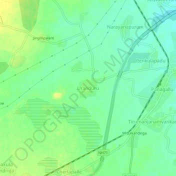 Mapa topográfico Uranduru, altitud, relieve