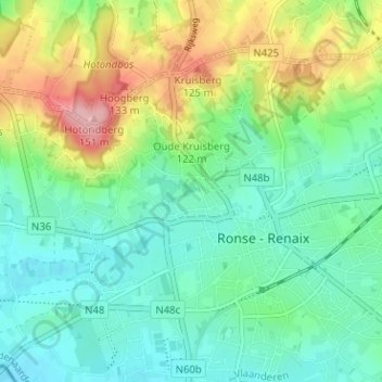 Mapa topográfico Prinskouter, altitud, relieve