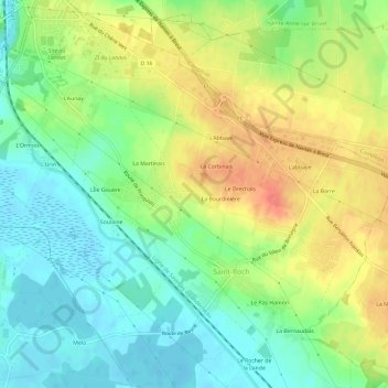 Mapa topográfico La Gérardais, altitud, relieve