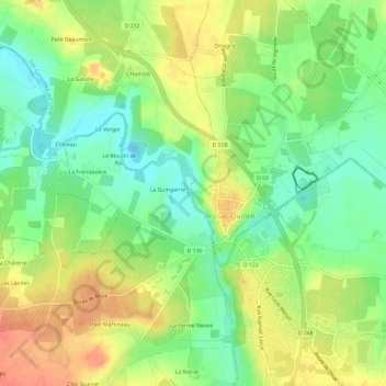 Mapa topográfico Le Moulin Roux, altitud, relieve