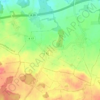 Mapa topográfico Hanshagen, altitud, relieve