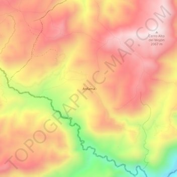 Mapa topográfico Anfama, altitud, relieve
