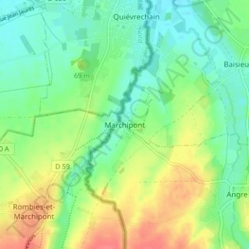 Mapa topográfico Marchipont, altitud, relieve