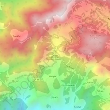Mapa topográfico Sariya, altitud, relieve