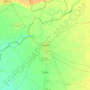 Mapa topográfico Firozpur, altitud, relieve