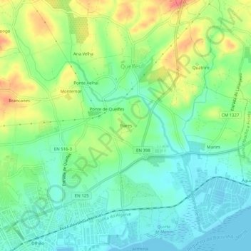 Mapa topográfico Piares, altitud, relieve