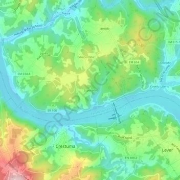 Mapa topográfico Esposade, altitud, relieve