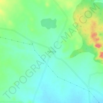 Mapa topográfico Alkoda, altitud, relieve