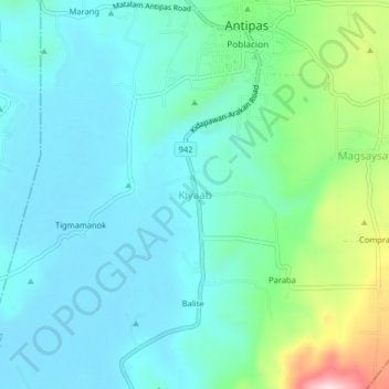 Mapa topográfico Kiyaab, altitud, relieve