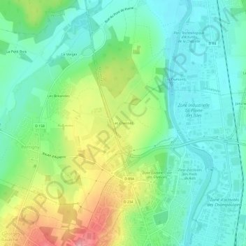 Mapa topográfico Les Chesnez, altitud, relieve