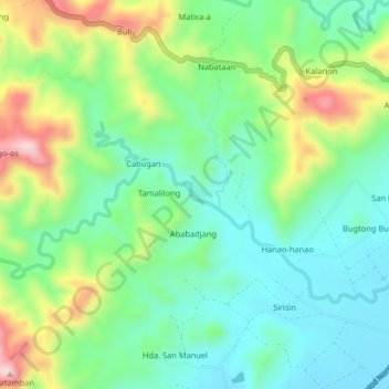 Mapa topográfico Patag, altitud, relieve