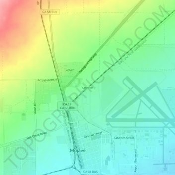 Mapa topográfico Chaffee, altitud, relieve