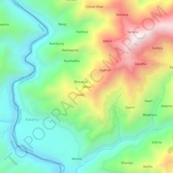 Mapa topográfico Dibba, altitud, relieve
