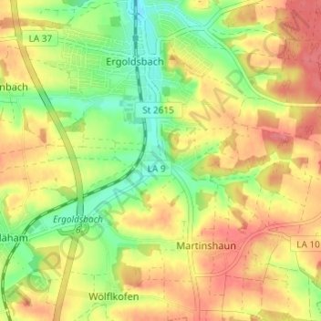 Mapa topográfico Siegensdorf, altitud, relieve
