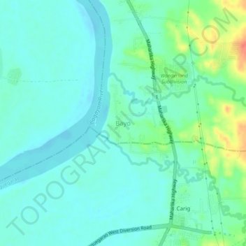 Mapa topográfico Bayo, altitud, relieve