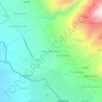 Mapa topográfico Nahuinpuquio, altitud, relieve