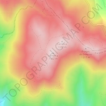 Mapa topográfico Lameira, altitud, relieve