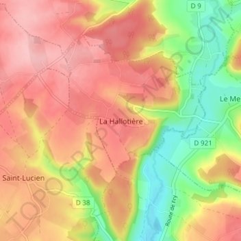 Mapa topográfico La Hallotière, altitud, relieve