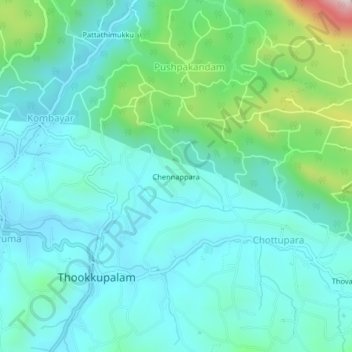 Mapa topográfico Chennappara, altitud, relieve