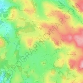 Mapa topográfico Recoules, altitud, relieve