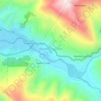 Mapa topográfico Bautista Saavedra B, altitud, relieve