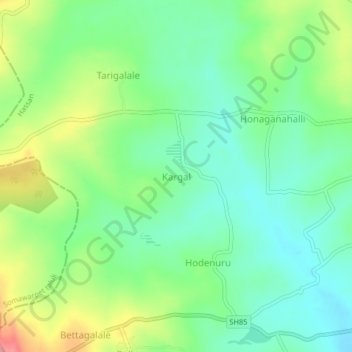 Mapa topográfico Kargal, altitud, relieve