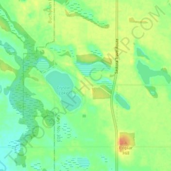 Mapa topográfico Crystal Lake, altitud, relieve
