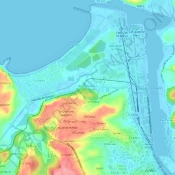 Mapa topográfico La Fundición, altitud, relieve