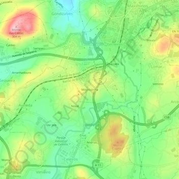 Mapa topográfico Misericórdia, altitud, relieve