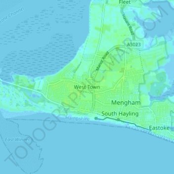 Mapa topográfico West Town, altitud, relieve