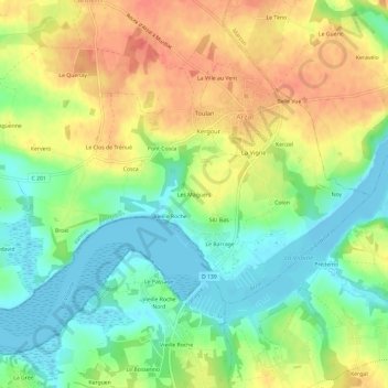 Mapa topográfico Les Maguers, altitud, relieve