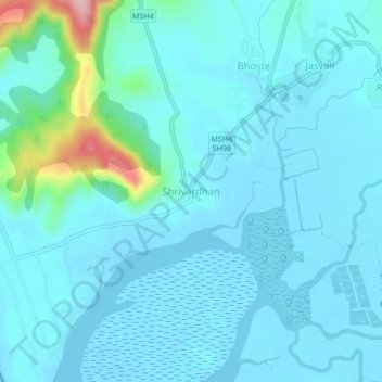 Mapa topográfico Shrivardhan, altitud, relieve