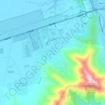 Mapa topográfico Ciudad de los Valles, altitud, relieve